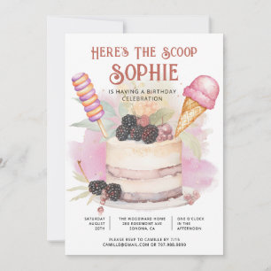 Invitation Voici The Scoop Colorful Kid's Ice Cream Birthday