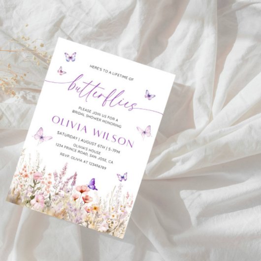 Invitation Voici une vie de Fête des mariées de papillons