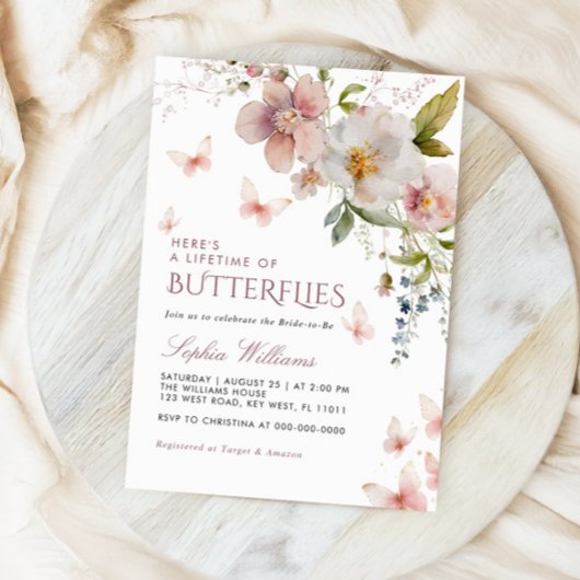 Invitation Voici une vie de Fête des mariées de papillons