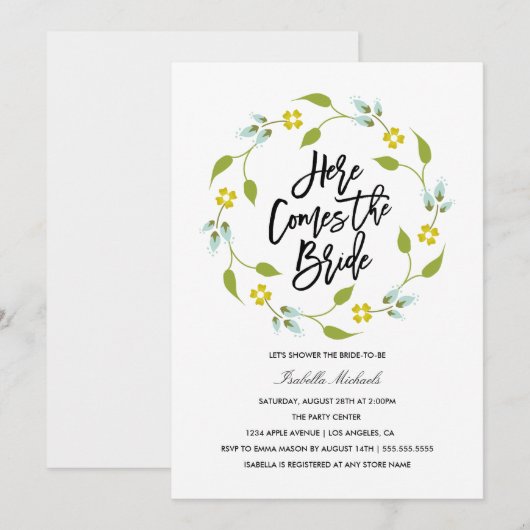 Invitation Voici venir la mariée | Annonce de mise en vente d (Devant / Derrière)