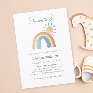 Invitation Voici venir le fils Arc-en-ciel Ensoleillé Baby Sh