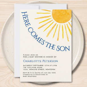 Invitation Voici venir le fils Baby Shower