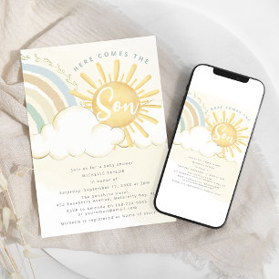 Invitation Voici venir le fils   Baby Shower