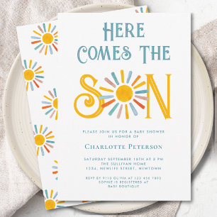 Invitation Voici venir le fils Baby Shower