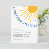 Invitation Voici venir le fils Baby Shower (Debout devant)