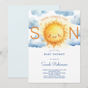 Invitation Voici venir le fils Élégante Baby Shower