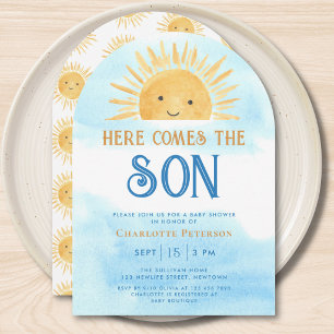 Invitation Voici venir le fils Fête bébé Soleil Ciel Baby Sho