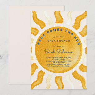 Invitation Voici venir le fils Fête bébé Sunshine