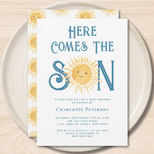 Invitation Voici venir le fils Fête de naissance d'un joli ga
