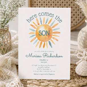 Invitation Voici venir le fils Fête pour bébé garçon