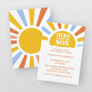 Invitation Voici venir le fils Garçon Baby Shower