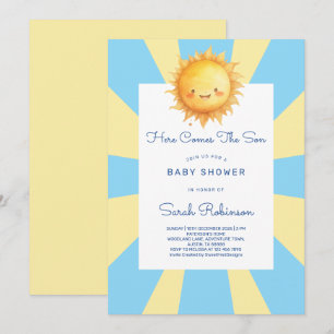 Invitation Voici venir le fils Retro Baby Shower