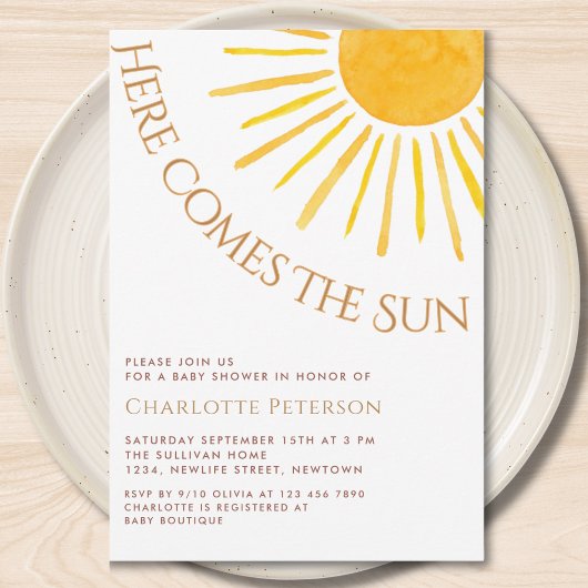 Invitation Voici venir le soleil Baby Shower