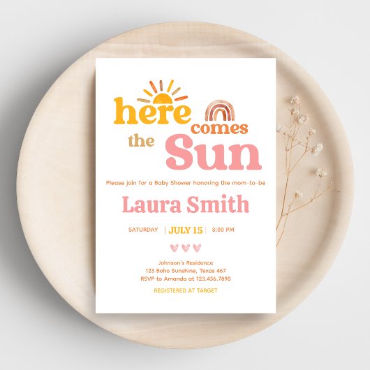 Invitation Voici venir le Soleil Baby Shower