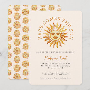 Invitation Voici venir le soleil Moderne Baby Shower Bohème d
