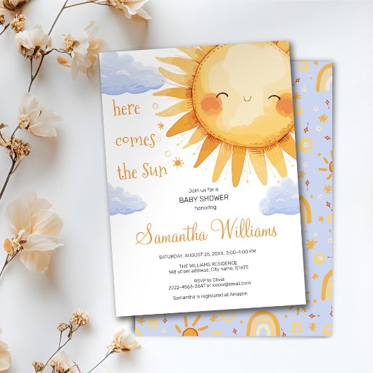 Invitation Voici vient le soleil mignon Baby shower Invitatio