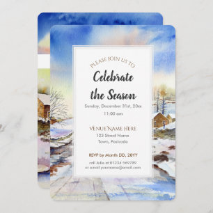 Invitation Voie d'hiver Aquarelle saison de vacances Invitati