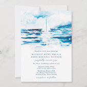 Invitation Voile Aquarelle Bleu Blanc Mer Mariage d'été (Devant)