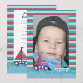 Invitation Voile Away Sailing Boys Anniversaire Photo Invitat (Devant / Derrière)