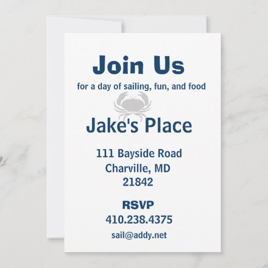 Invitation Voile bleue (Dos)