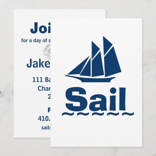 Invitation Voile bleue (Devant / Derrière)