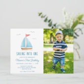 Invitation Voile dans une photo d'anniversaire nautique (Debout devant)
