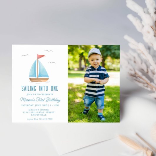 Invitation Voile dans une photo d'anniversaire nautique