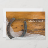 Invitation Voile en fer à cheval occidental Mariage Post Brun (Devant)