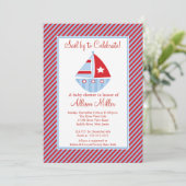 Invitation Voile En Voilier Baby shower Boy Boy (Debout devant)