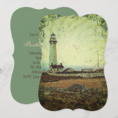 Invitation voile marin peinture à l'huile vintage phare (Devant / Derrière)