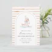 Invitation Voile Ours Tan Stripe Anniversaire Arche (Debout devant)