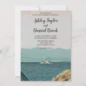 Invitation voile vintage navire marine destination mariage (Devant)