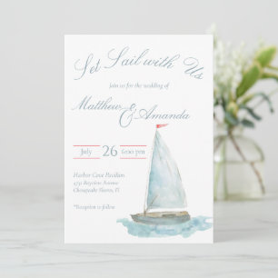 Invitation Voilier aquarelle côtier