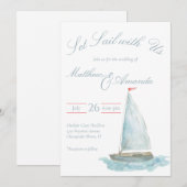 Invitation Voilier aquarelle côtier (Devant / Derrière)