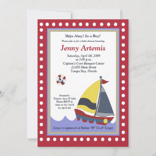 Invitation Voilier Bateau Baby shower nautique 5x7