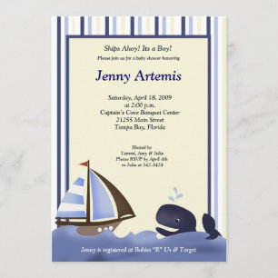 Invitation Voilier Bateau Baby shower nautique 5x7
