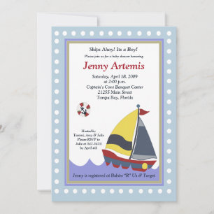 Invitation Voilier Bateau Baby shower nautique 5x7
