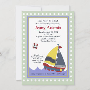 Invitation Voilier Bateau Baby shower nautique 5x7