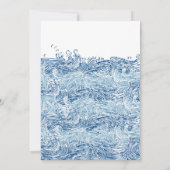 Invitation Voilier et Vagues Elégant Mariage bleu marine (Dos)