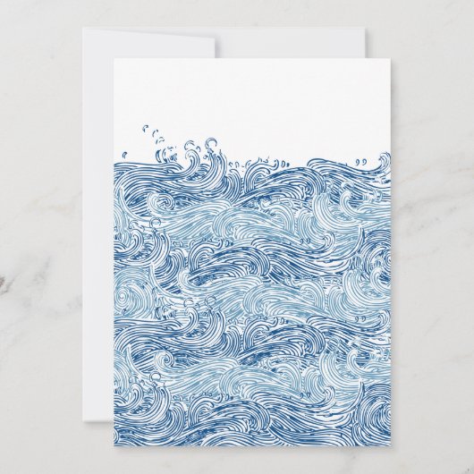 Invitation Voilier et Vagues Elégant Mariage bleu marine (Dos)