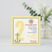 Invitation Voilier jaune nautique, 2e anniversaire blanc (Debout devant)
