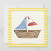 Invitation Voilier jaune nautique, 2e anniversaire blanc (Dos)