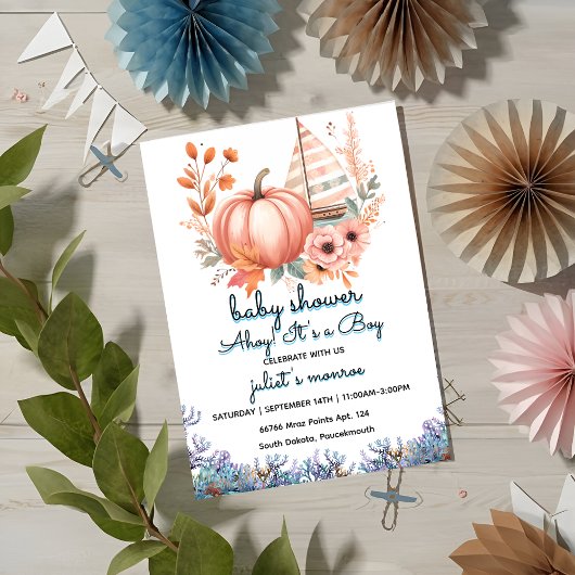 Invitation voilier Nice enfant Baby shower nautique