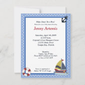 Invitation Voilier Voilier Bateau Baby shower 4x5 (Devant)