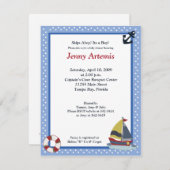 Invitation Voilier Voilier Bateau Baby shower 4x5 (Devant / Derrière)
