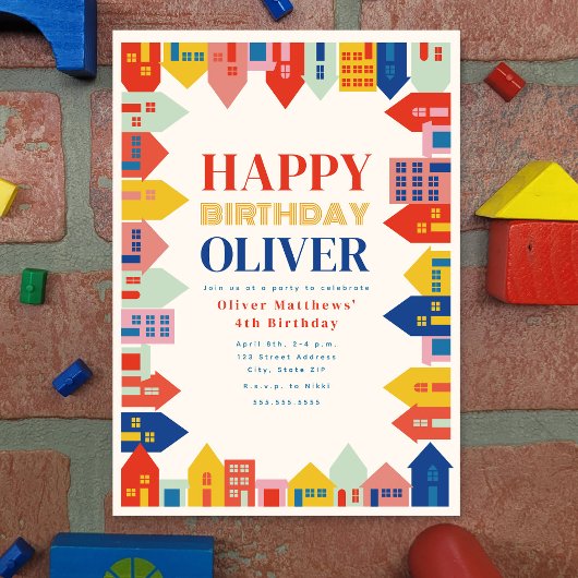 Invitation Voisinage coloré Anniversaire des enfants