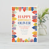 Invitation Voisinage coloré Anniversaire des enfants (Debout devant)