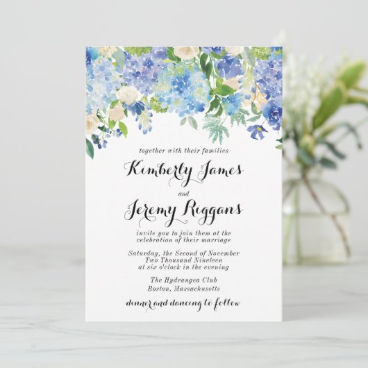 Invitation Voiture à fleurs Blue Green Hydrangea (Debout devant)