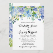 Invitation Voiture à fleurs Blue Green Hydrangea (Devant / Derrière)