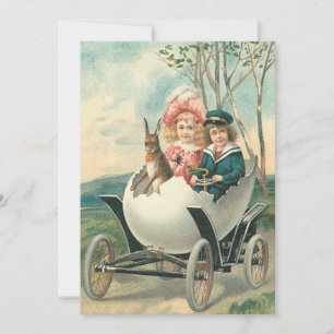 Invitation Voiture à œufs de lapin pour enfants mignons victo